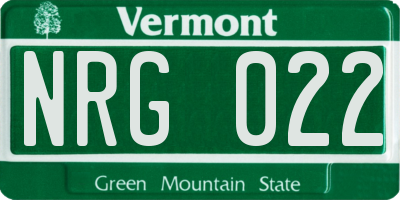 VT license plate NRG022