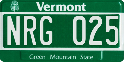 VT license plate NRG025