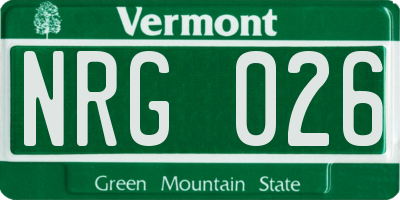 VT license plate NRG026
