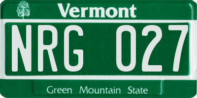 VT license plate NRG027