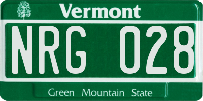 VT license plate NRG028