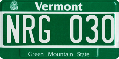 VT license plate NRG030