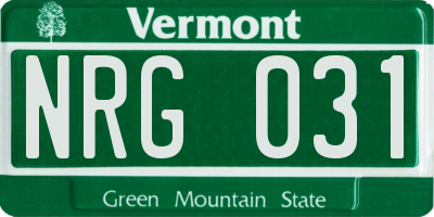 VT license plate NRG031
