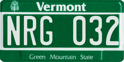 VT license plate NRG032