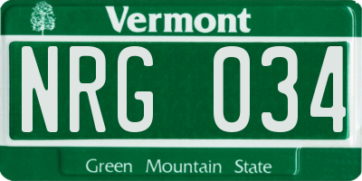 VT license plate NRG034