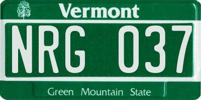 VT license plate NRG037
