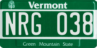 VT license plate NRG038