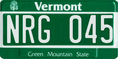 VT license plate NRG045