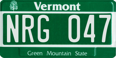 VT license plate NRG047