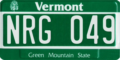 VT license plate NRG049