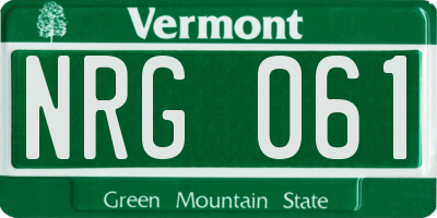 VT license plate NRG061