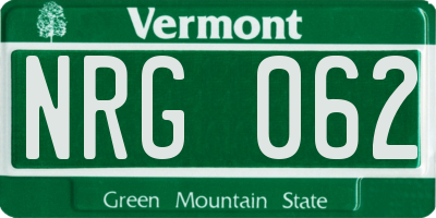 VT license plate NRG062