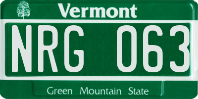 VT license plate NRG063