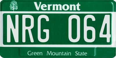 VT license plate NRG064