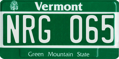 VT license plate NRG065