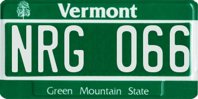 VT license plate NRG066