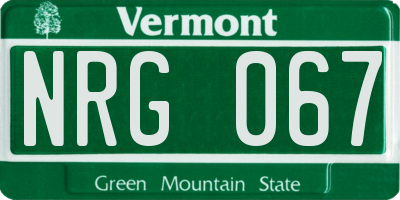 VT license plate NRG067