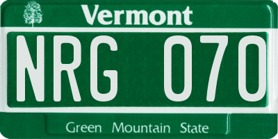VT license plate NRG070