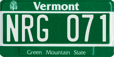 VT license plate NRG071