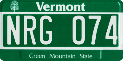 VT license plate NRG074