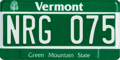 VT license plate NRG075