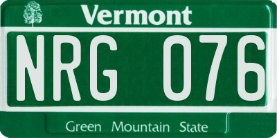 VT license plate NRG076