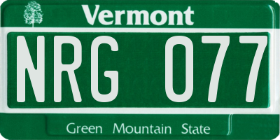 VT license plate NRG077