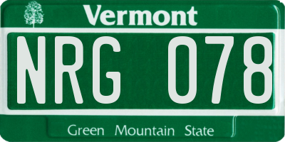 VT license plate NRG078
