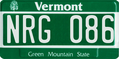 VT license plate NRG086