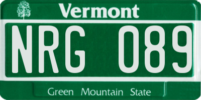 VT license plate NRG089