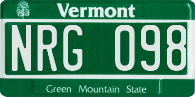 VT license plate NRG098