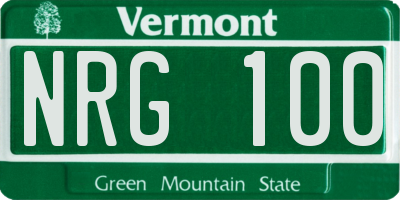 VT license plate NRG100