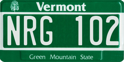 VT license plate NRG102