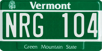 VT license plate NRG104