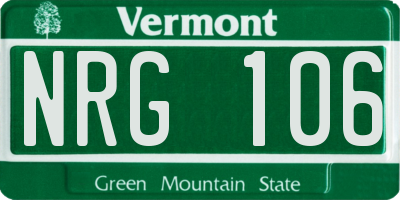 VT license plate NRG106