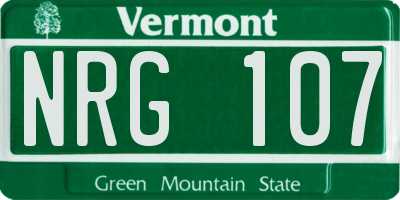 VT license plate NRG107