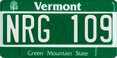 VT license plate NRG109