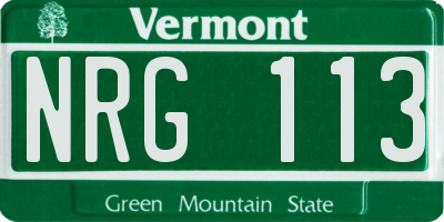 VT license plate NRG113