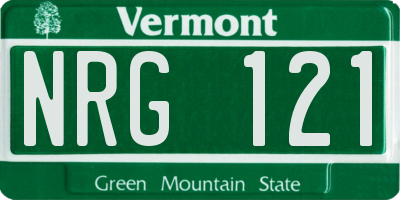 VT license plate NRG121