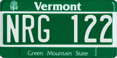 VT license plate NRG122