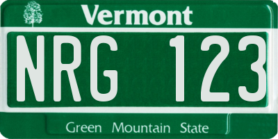 VT license plate NRG123