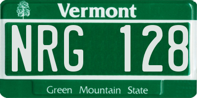 VT license plate NRG128