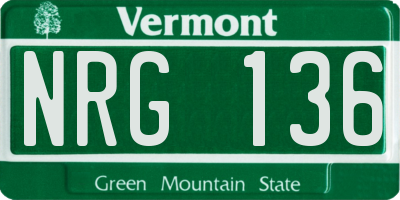 VT license plate NRG136