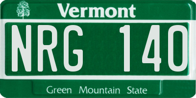 VT license plate NRG140