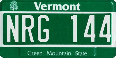 VT license plate NRG144