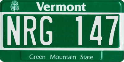 VT license plate NRG147
