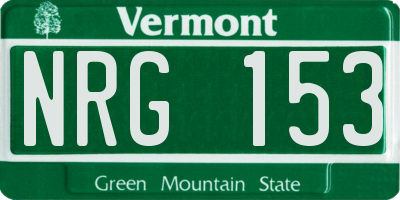 VT license plate NRG153