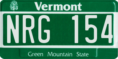 VT license plate NRG154