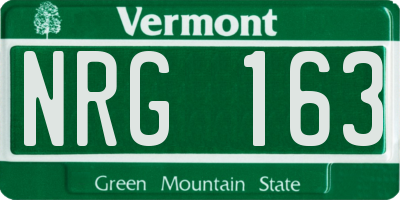 VT license plate NRG163