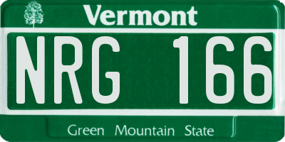VT license plate NRG166